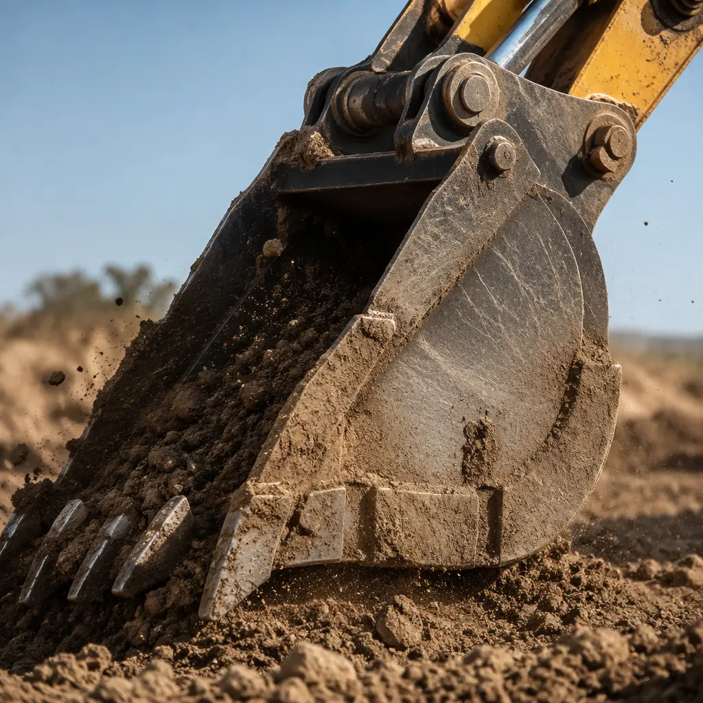 Hydraulické rypadlo při zemních pracích na staveništi